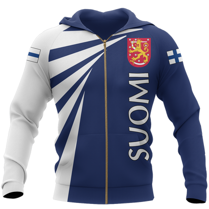 Finland Lion Hoodie Coat Of Arms NVD1258-Apparel-Dung Van-Zipped Hoodie-S-Vibe Cosy™