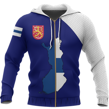 Finland Map Special Pullover Hoodie NVD1261-Apparel-Dung Van-Zipped Hoodie-S-Vibe Cosy™