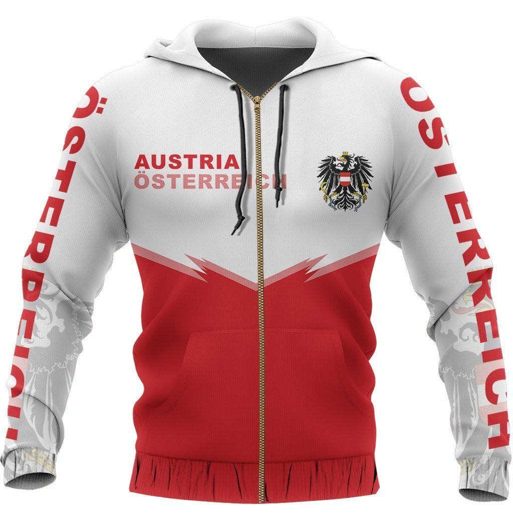 Austria Flag Hoodie - Energy Style Ver NVD1266-Apparel-Dung Van-Zipped Hoodie-S-Vibe Cosy™