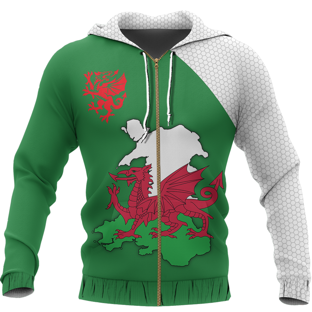 Wales Map Special Pullover Hoodie NVD1282-Apparel-Dung Van-Zipped Hoodie-S-Vibe Cosy™