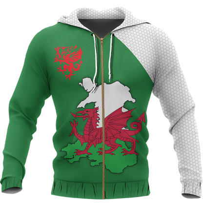 Wales Map Special Pullover Hoodie NVD1282-Apparel-Dung Van-Zipped Hoodie-S-Vibe Cosy™