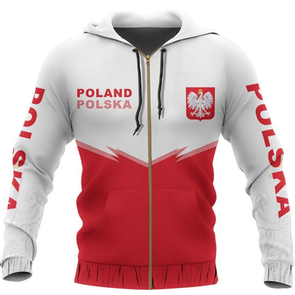 Poland Flag Hoodie - Energy Style NVD1285-Apparel-Dung Van-Zipped Hoodie-S-Vibe Cosy™
