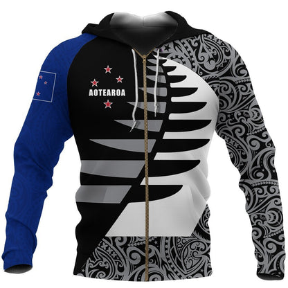 Aotearoa Silver Fern Hoodie Sailing PL258-Apparel-PL8386-Zipped Hoodie-S-Vibe Cosy™