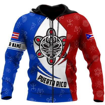 Customize Name Taino Tattoo Puerto Rico 3D All Over Printed Unisex Shirts
