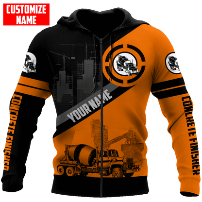 Concrete Finisher Orange Mixer Custom name 3D printed shirts