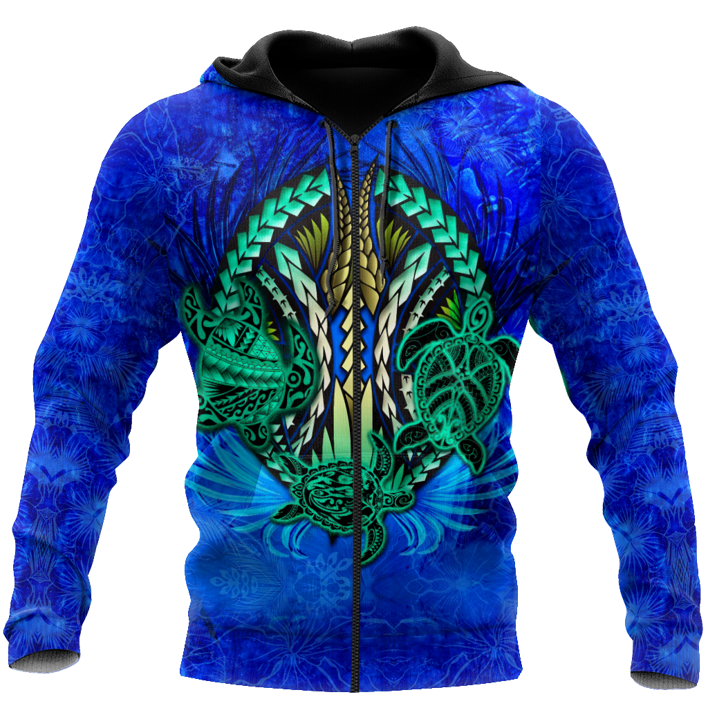 Premium Three Blue Turtles 3D All Over Printed Unisex Shirts