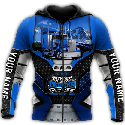 Premium Customized Name 3D All Over Printed Unisex Shirt For Trucker