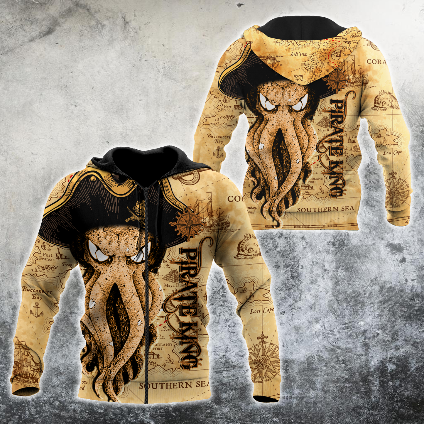 Premium Unisex Hoodie Octopus Pirate King ML