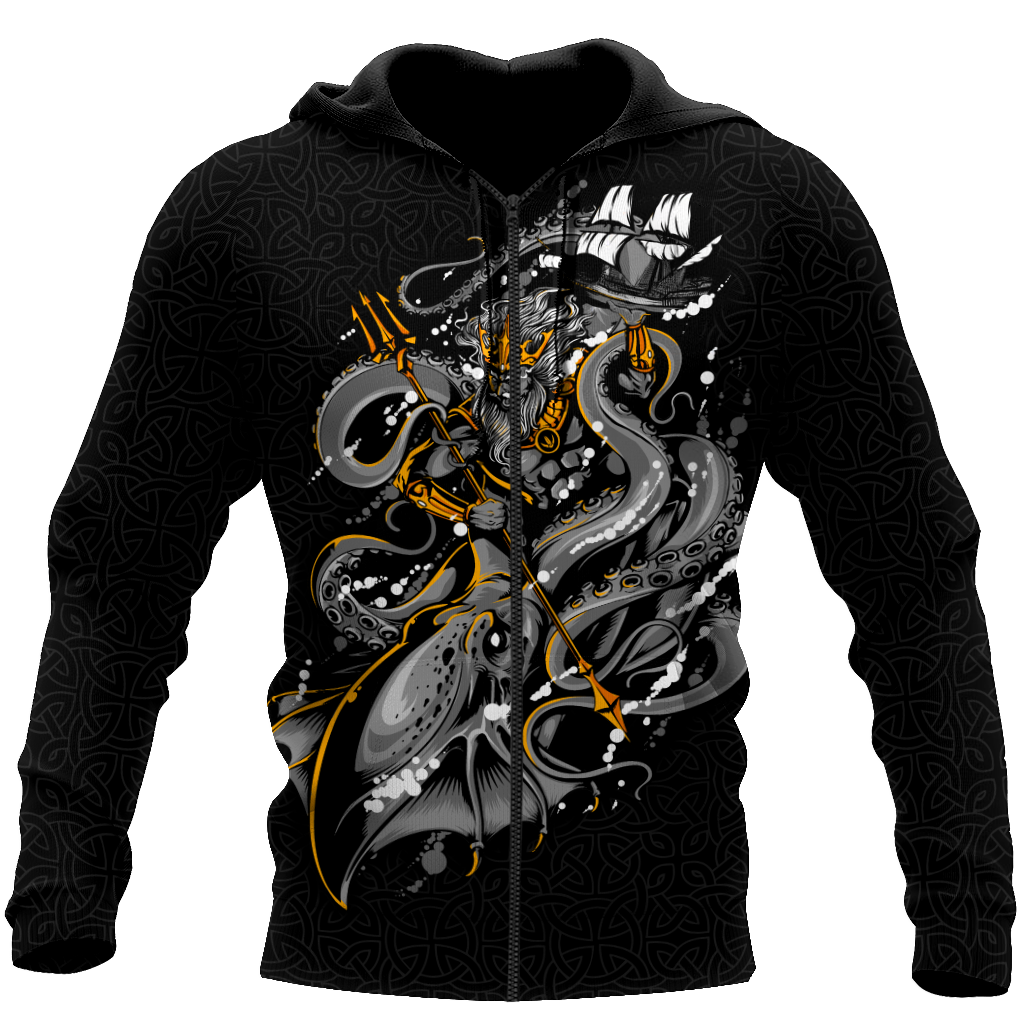 Premium Unisex Hoodie Kraken Octopus And Poseidon ML