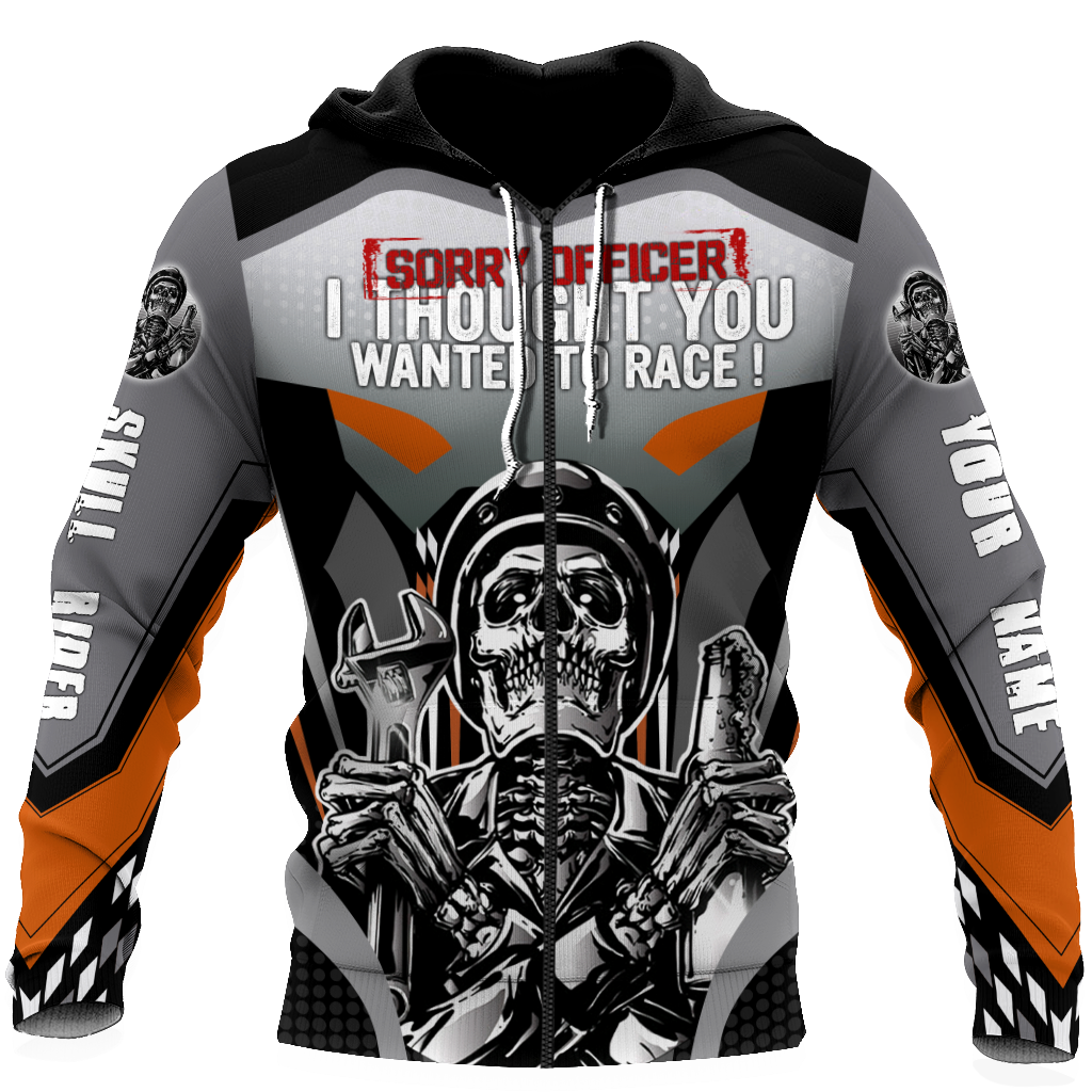 Customize Name Motorcycle Racing 3D All Over Printed Unisex Shirts Skull Rider