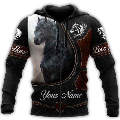 Personalized Name Friesian Horse 3D All Over Printed Unisex Shirts