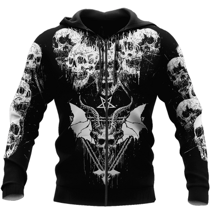 Dark Art Satanic With White Wings Hoodie For Men And Women