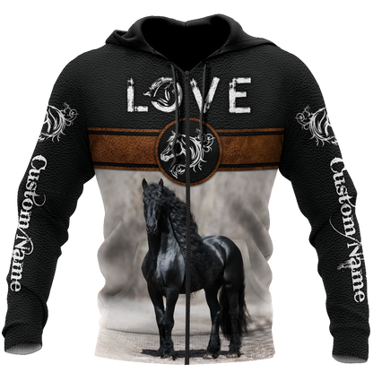 Personalized Name Friesian Horse Lovers 3D All Over Printed Unisex Shirts