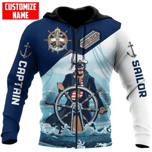 Customized Name Captain Sailor 3D All Over Printed Shirts