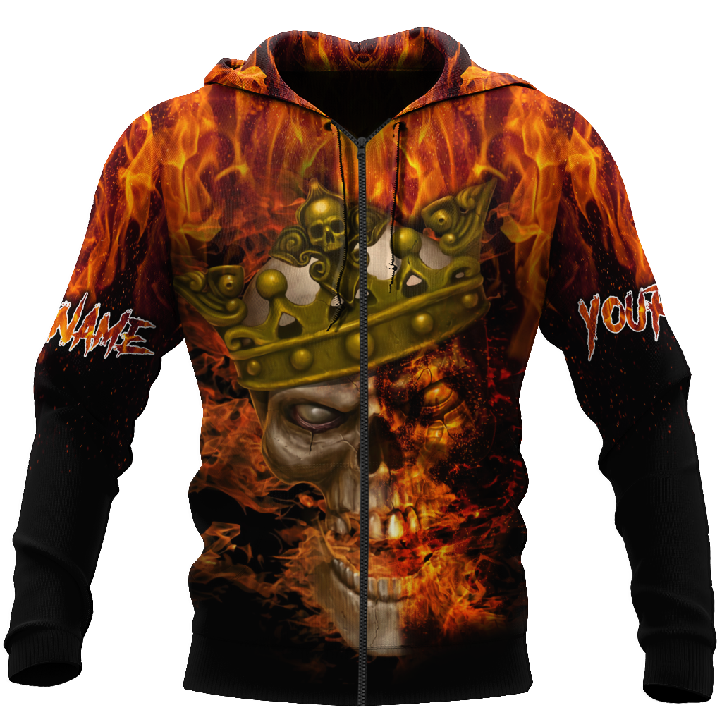 Customize Name King Fire Skull Hoodie For Men And Women DA08062104