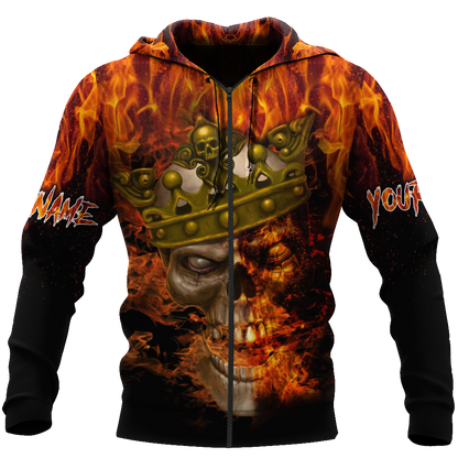 Customize Name King Fire Skull Hoodie For Men And Women DA08062104