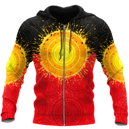 Aboriginal Flag Indigenous Sun Painting Art 3D design Polo shirts