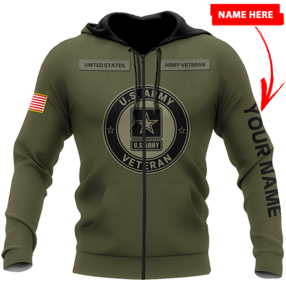 Personalized Name US Army 3D All Over Printed Shirts PD19042103