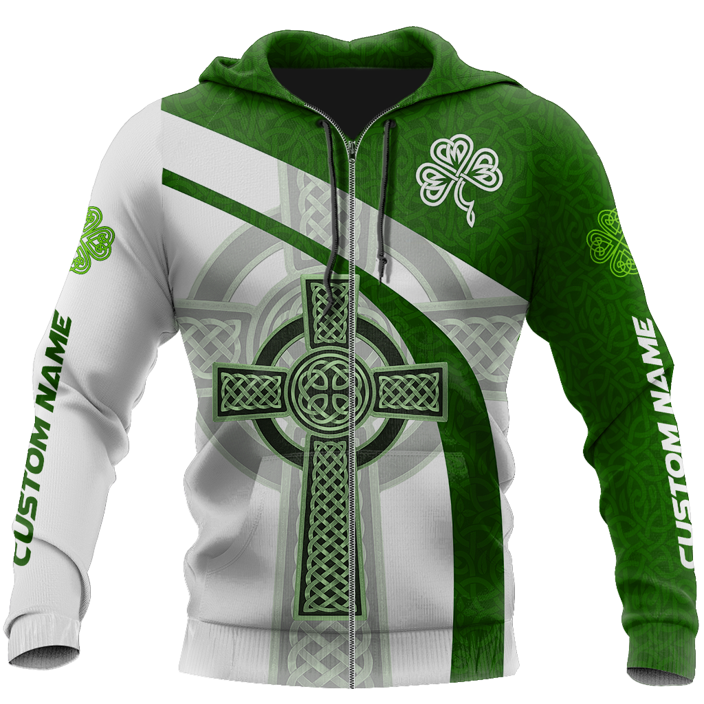 Custom name Irish Celtic Knot Cross 3D Design print shirts