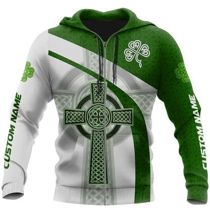 Custom name Irish Celtic Knot Cross 3D Design print shirts