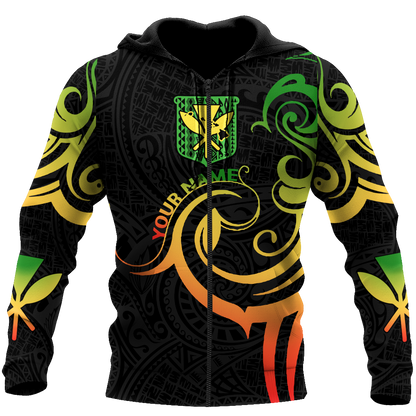 Polynesian Kanaka Hawaii Peronalized Name 3D Unisex Hoodie