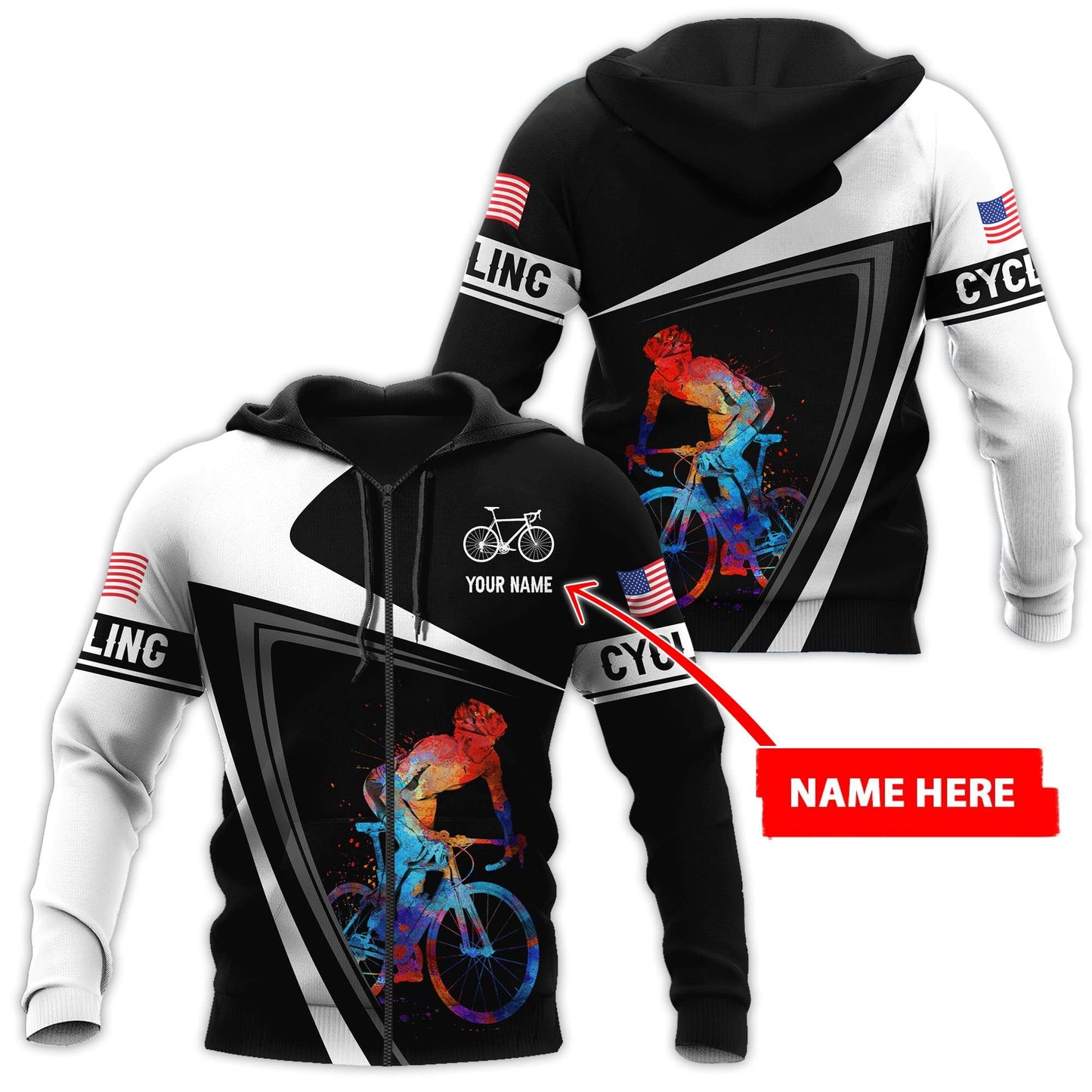 Personalized Cycling 3D All Over Printed Hoodie