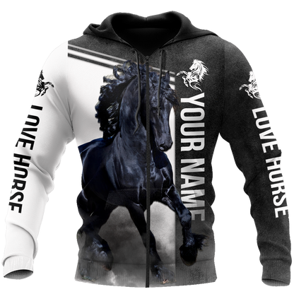 Personalized Friesian Horse 3D All Over Printed Unisex Shirts