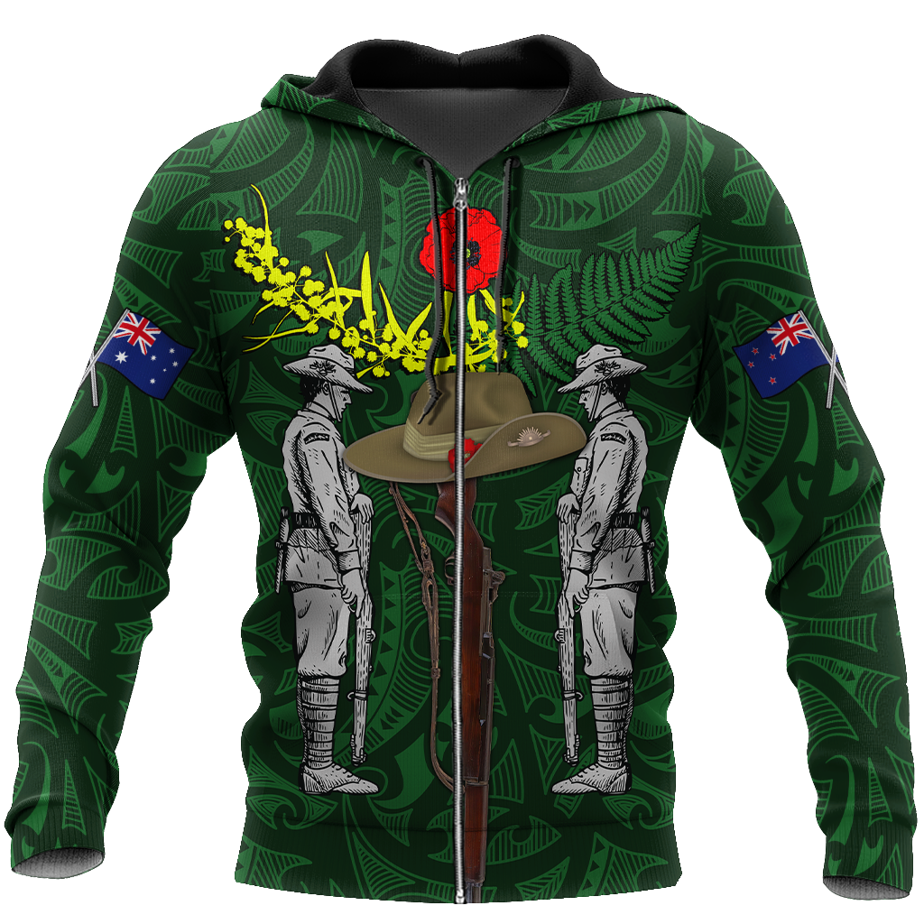 Lest We Forget Anzac Day Australia Golden Wattle And New Zealand Fern 3D Printed Shirts TN