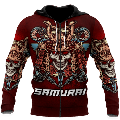 Premium Unisex All Over Printed Samurai Skull Shirts MEI