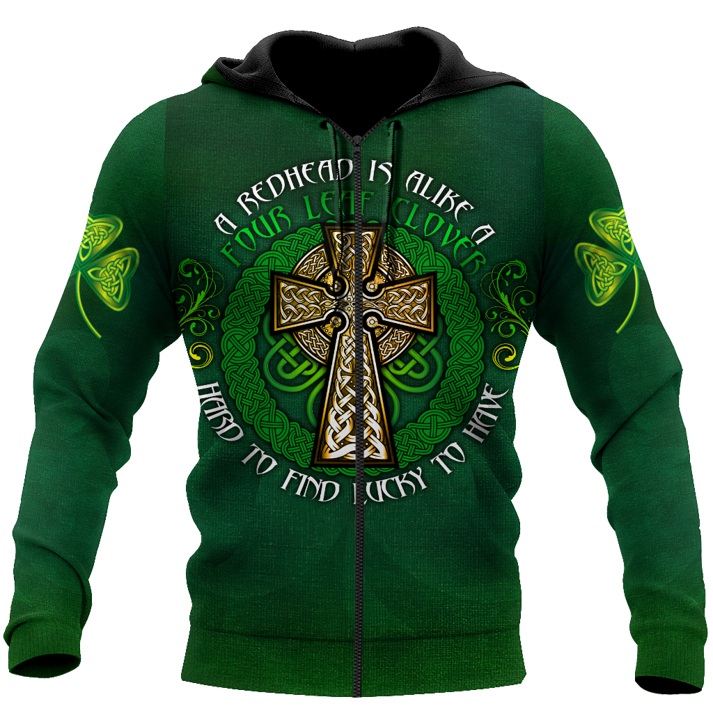 Premium Unisex Hoodie Irish St.Patrick  Celtic Cross And Shamrock  ML