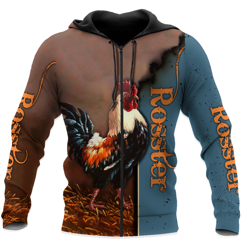 Rooster 3D All Over Printed Unisex Deluxe Hoodie ML