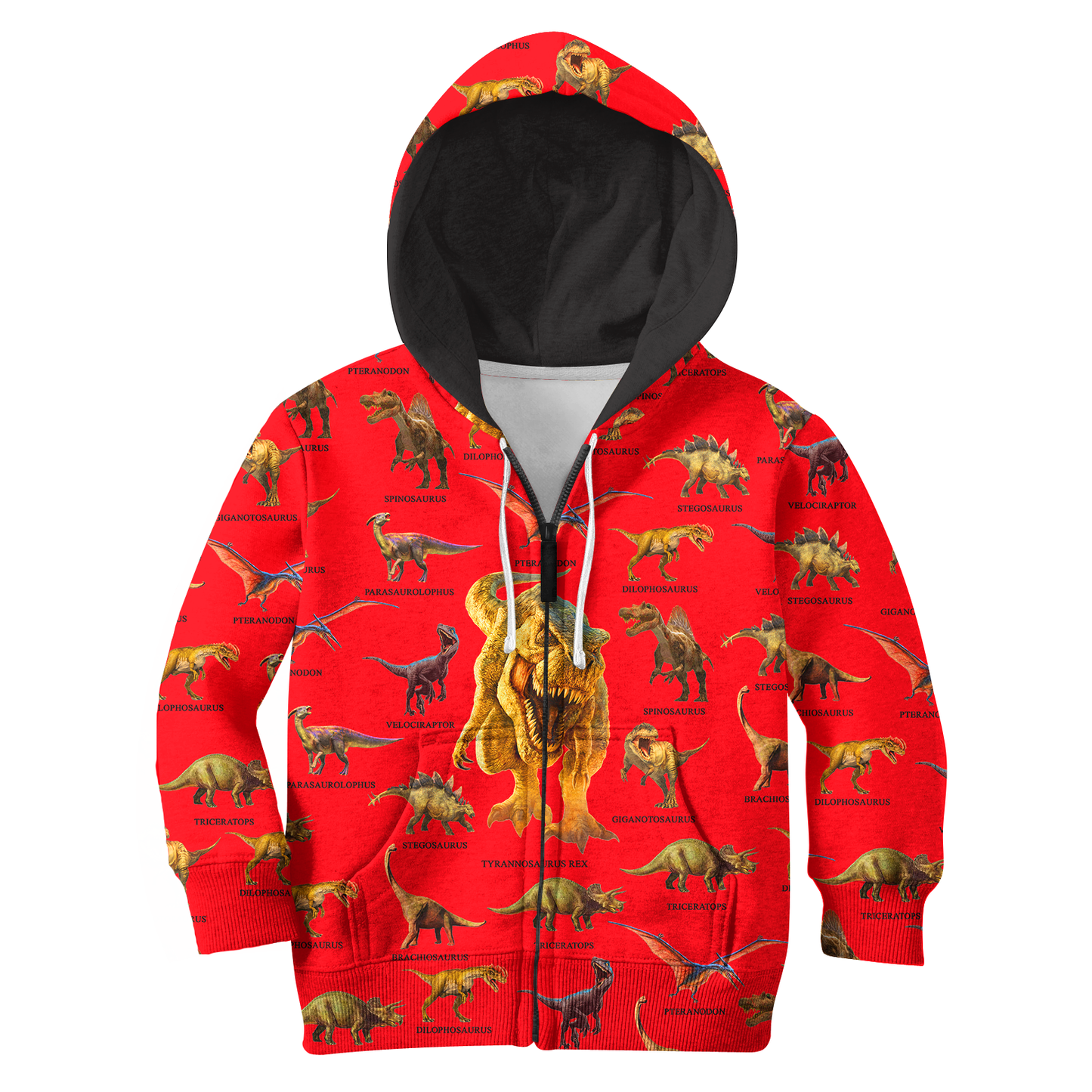3D All Over Printed Red Dinosaurs T-Rex Shirts-Apparel-HP Arts-ZIPPED HOODIE-TODDLER 2T-Vibe Cosy™