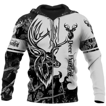 DEER HUNTING HARVEST MOON CAMO 3D ALL OVER PRINTED SHIRTS FOR MEN AND WOMEN JJ051201 PL-Apparel-PL8386-zip-up hoodie-S-Vibe Cosy™