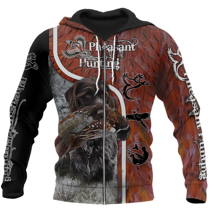 Pheasant Hunting Wirehaired Pointing Griffon 3D All Over Printed Shirts For Men And Women JJ170103-Apparel-MP-Zipped Hoodie-S-Vibe Cosy™