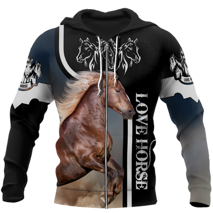 Beautiful Horse Shirt - Winter Set for Men and Women JJ101201-Apparel-NNK-Zipped Hoodie-S-Vibe Cosy™