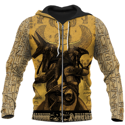 Anubis Ancient Egypt 3D All Over Printed Hoodie Clothes JJ070301-Apparel-MP-Zipped Hoodie-S-Vibe Cosy™