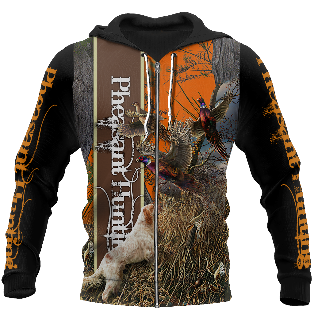 Pheasant Hunting Setter 3D All Over Printed Shirts For Men And Women JJ050201-Apparel-MP-Zipped Hoodie-S-Vibe Cosy™
