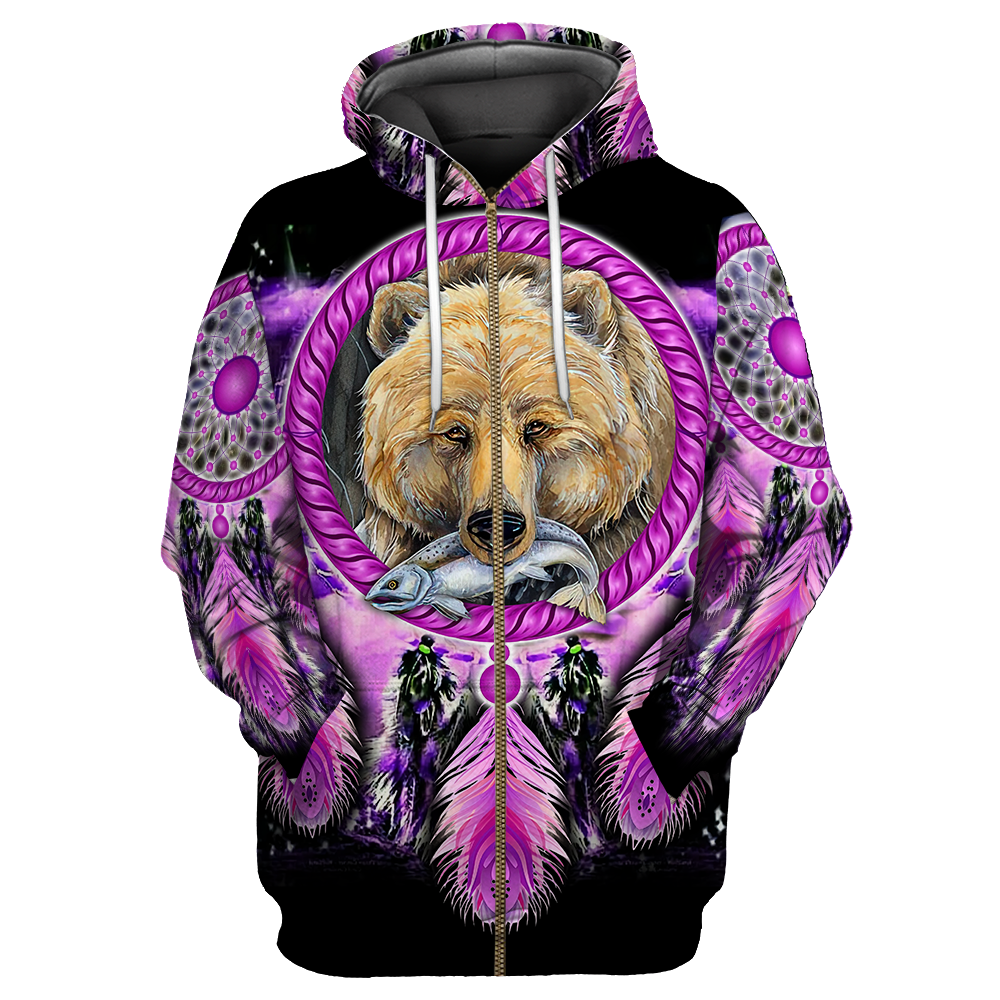 Native American Bear 3D All Over Printed Shirts JJ21052002-Apparel-MP-Zip-up Hoodie-S-Vibe Cosy™