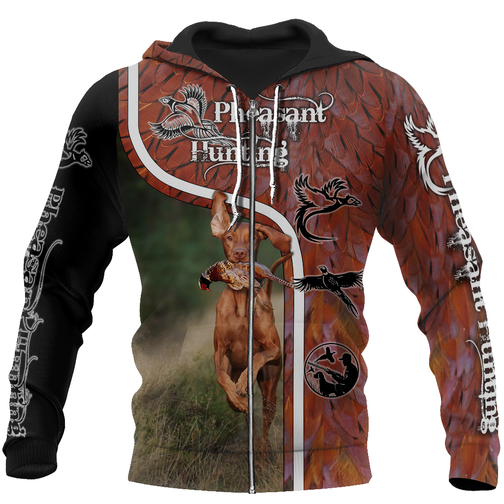 Pheasant Vizsla Hunting 3D All Over Printed Shirts For Men And Women JJ110202-Apparel-MP-Zipped Hoodie-S-Vibe Cosy™