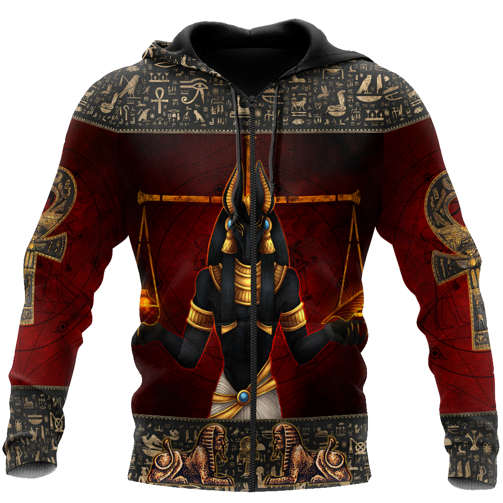 Anubis Ancient Egyptian 3D All Over Printed Shirts For Men And Women JJ26062004-Apparel-MP-Zipped Hoodie-S-Vibe Cosy™
