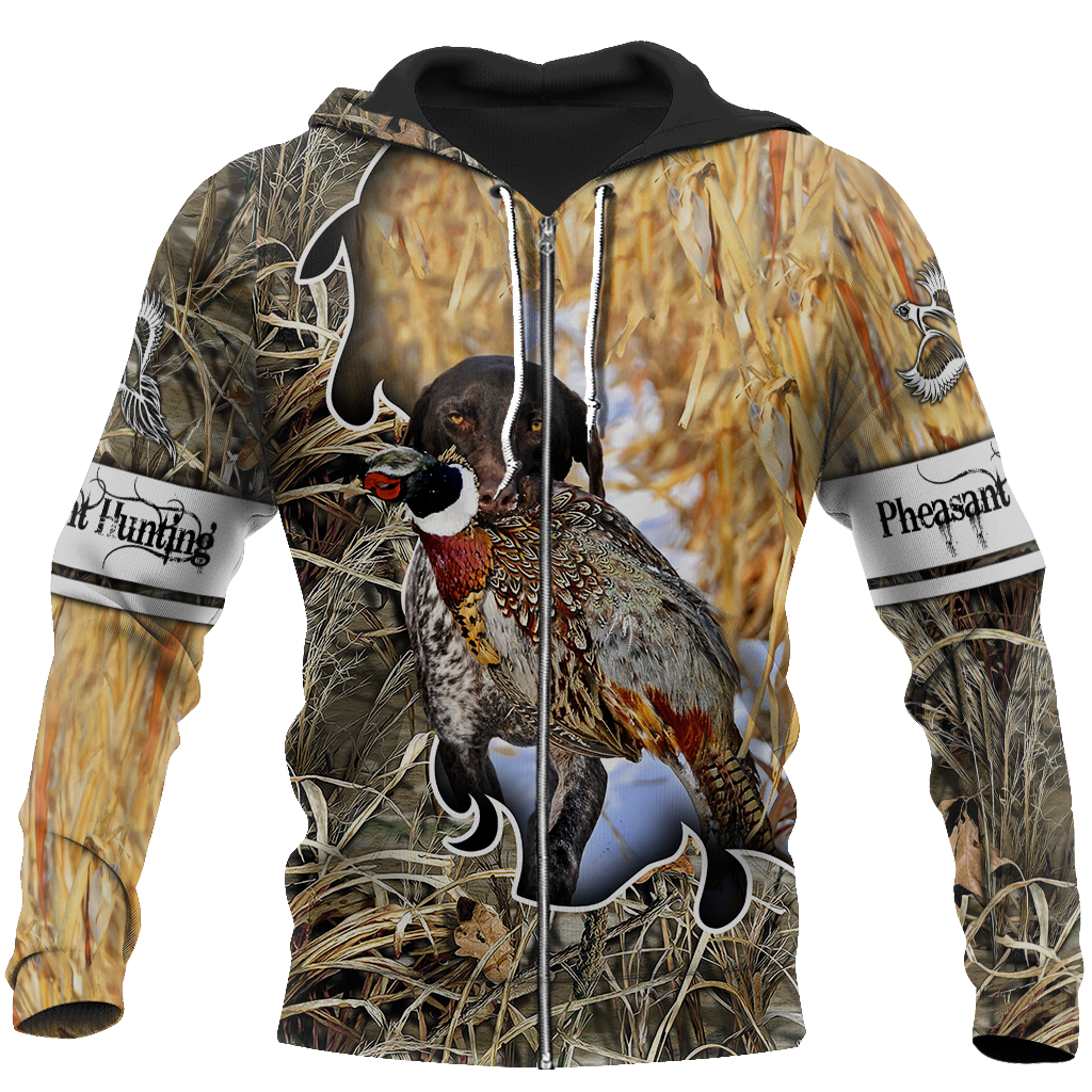Pheasant Hunting German Shorthaired Pointer 3D All Over Printed Shirts For Men And Women JJ190201-Apparel-MP-Zipped Hoodie-S-Vibe Cosy™