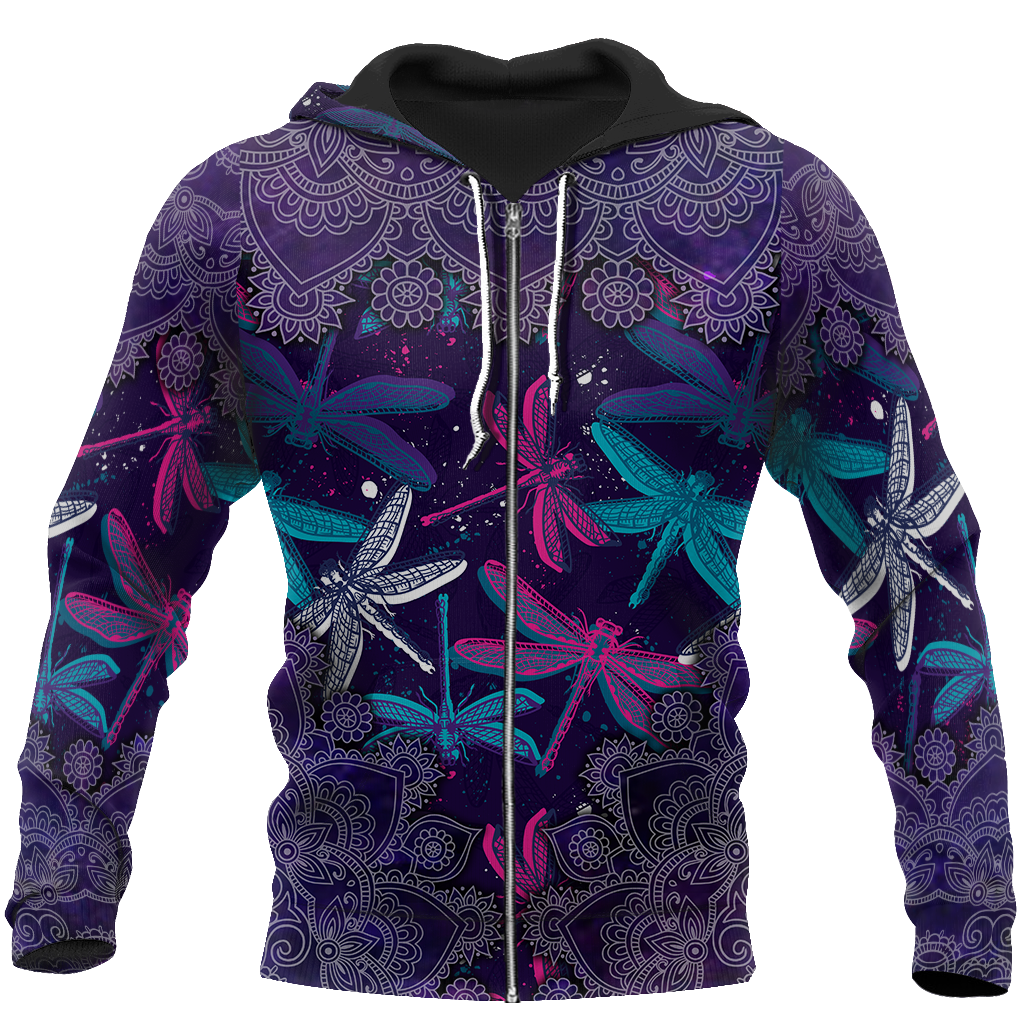 Beautiful Dragonfly 3D All Over Printed Shirts JJ300305-Apparel-TA-Zipped Hoodie-S-Vibe Cosy™
