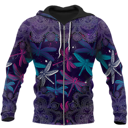 Beautiful Dragonfly 3D All Over Printed Shirts JJ300305-Apparel-TA-Zipped Hoodie-S-Vibe Cosy™