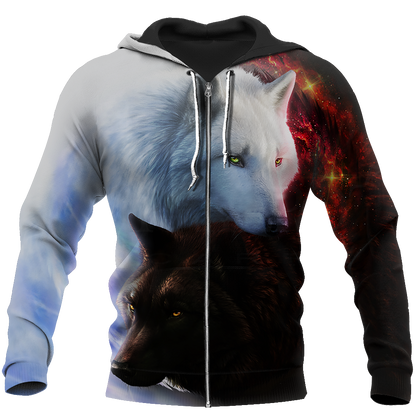 Wolf 3D All Over Printed Shirts For Men and Women JJ280401-Apparel-TT-Zipped Hoodie-S-Vibe Cosy™