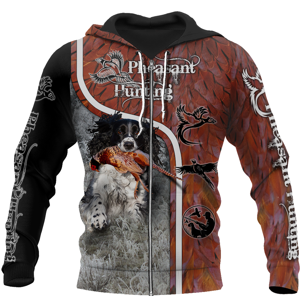 Pheasant Hunting Springer Spaniel 3D All Over Printed Shirts For Men And Women JJ180102-Apparel-MP-Zipped Hoodie-S-Vibe Cosy™