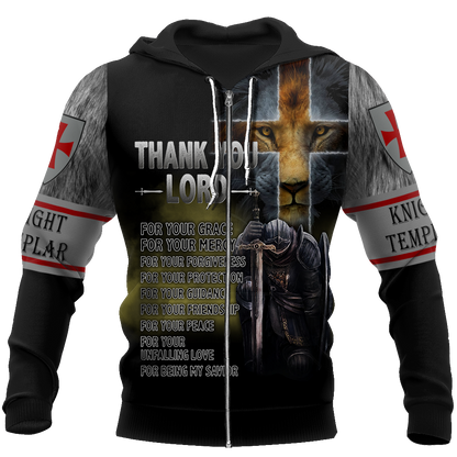 Brave Knight Templar God 3D All Over Printed Shirts JJ010401-Apparel-MP-Zipped Hoodie-S-Vibe Cosy™