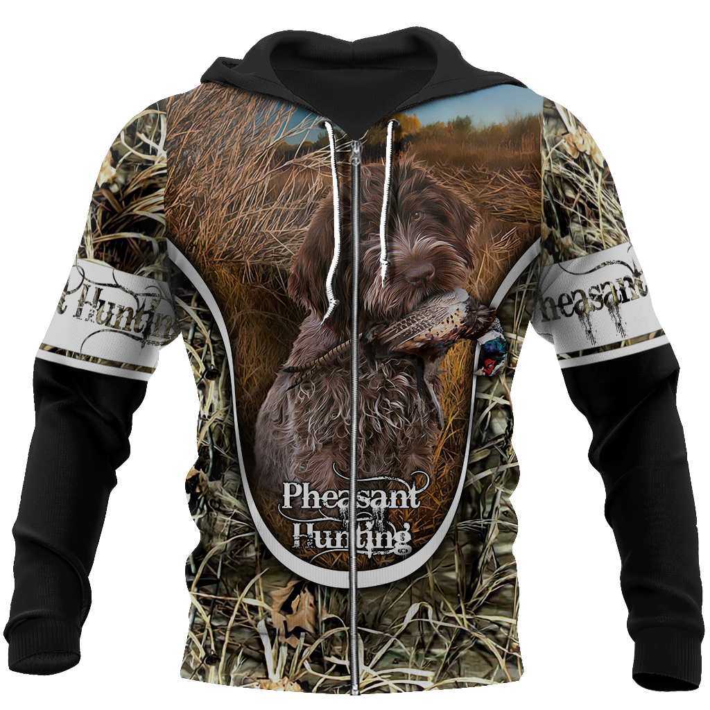 Pheasant Hunting Wirehaired Pointing Griffon 3D All Over Printed Shirts For Men And Women JJ150105-Apparel-MP-Zipped Hoodie-S-Vibe Cosy™