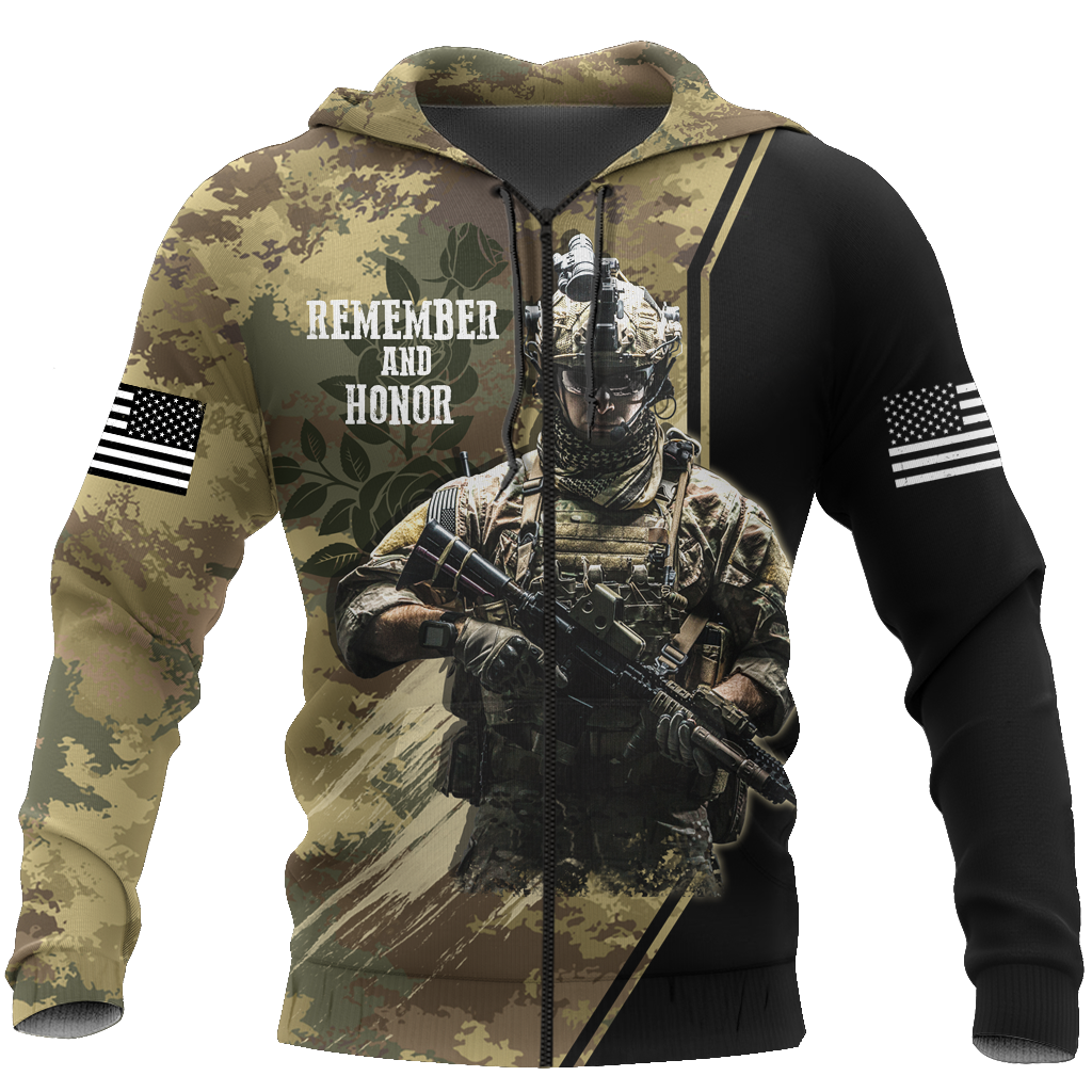 Memorial day Remember and honor the heroes 3D over printed shirts TR220401-Apparel-Huyencass-Zipped Hoodie-S-Vibe Cosy™