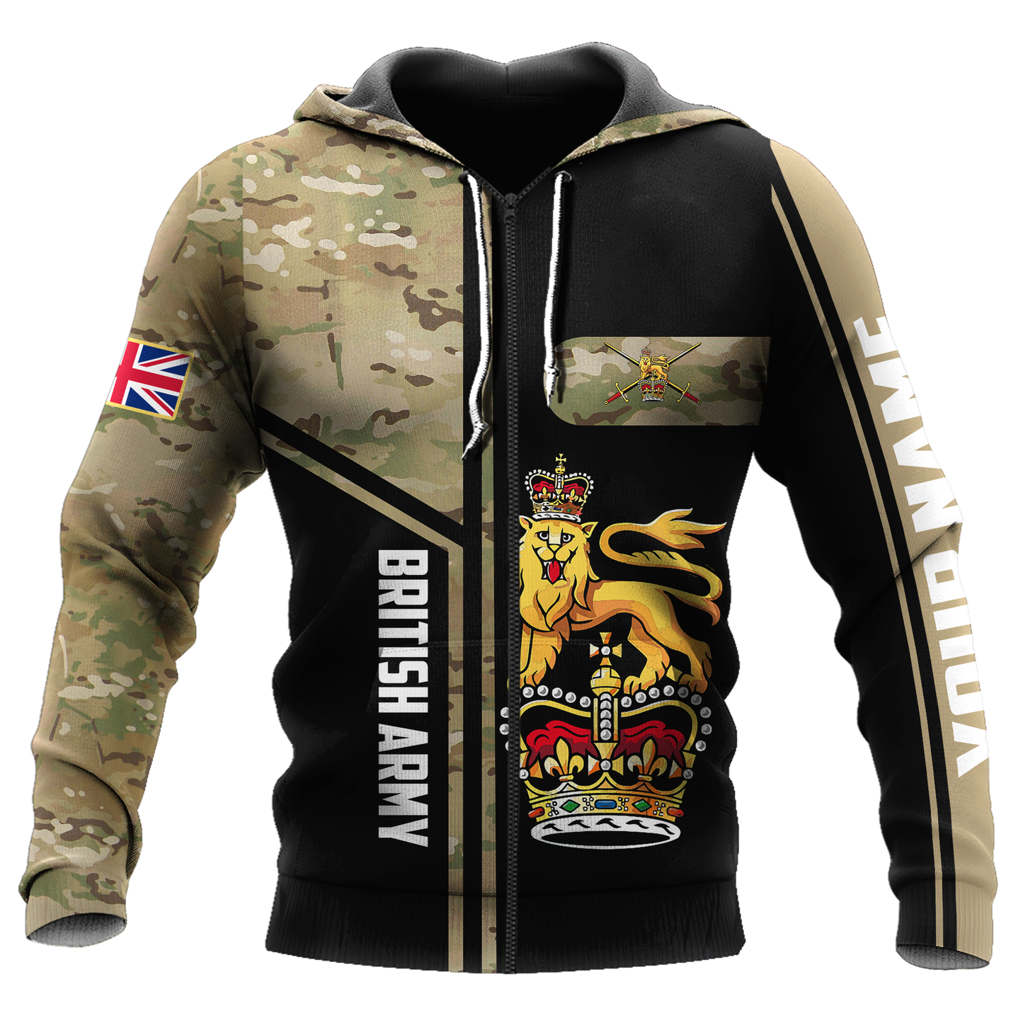 Custom name British Army Camo 3D Design print shirts