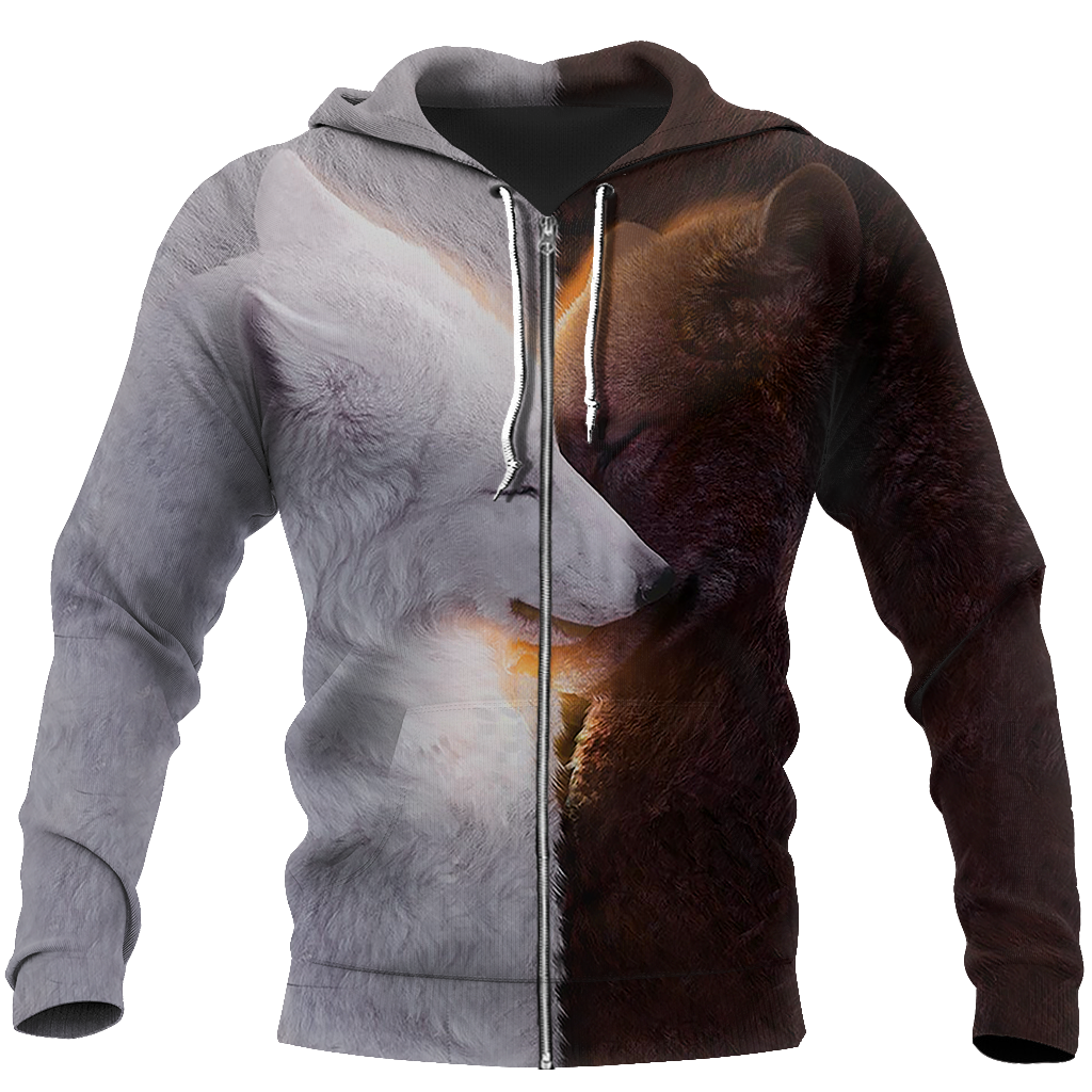 Wolf 3D All Over Printed Shirts For Men and Women JJ280402-Apparel-TT-Zipped Hoodie-S-Vibe Cosy™